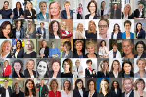 Collage von erfolgreichen female rolemodels in Führungspositionen – inspirierende Frauen aus Wirtschaft, Management und Leadership.